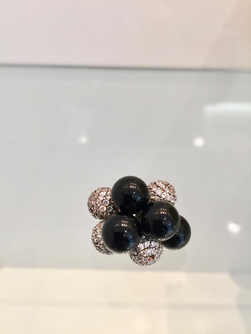 Ambrosia Paris Couture Onyx & Swarovski Crystal Ring