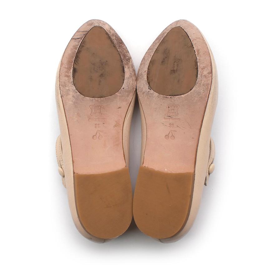 Bonpoint Vanilla Caprin Leather Mary-Jane Shoes