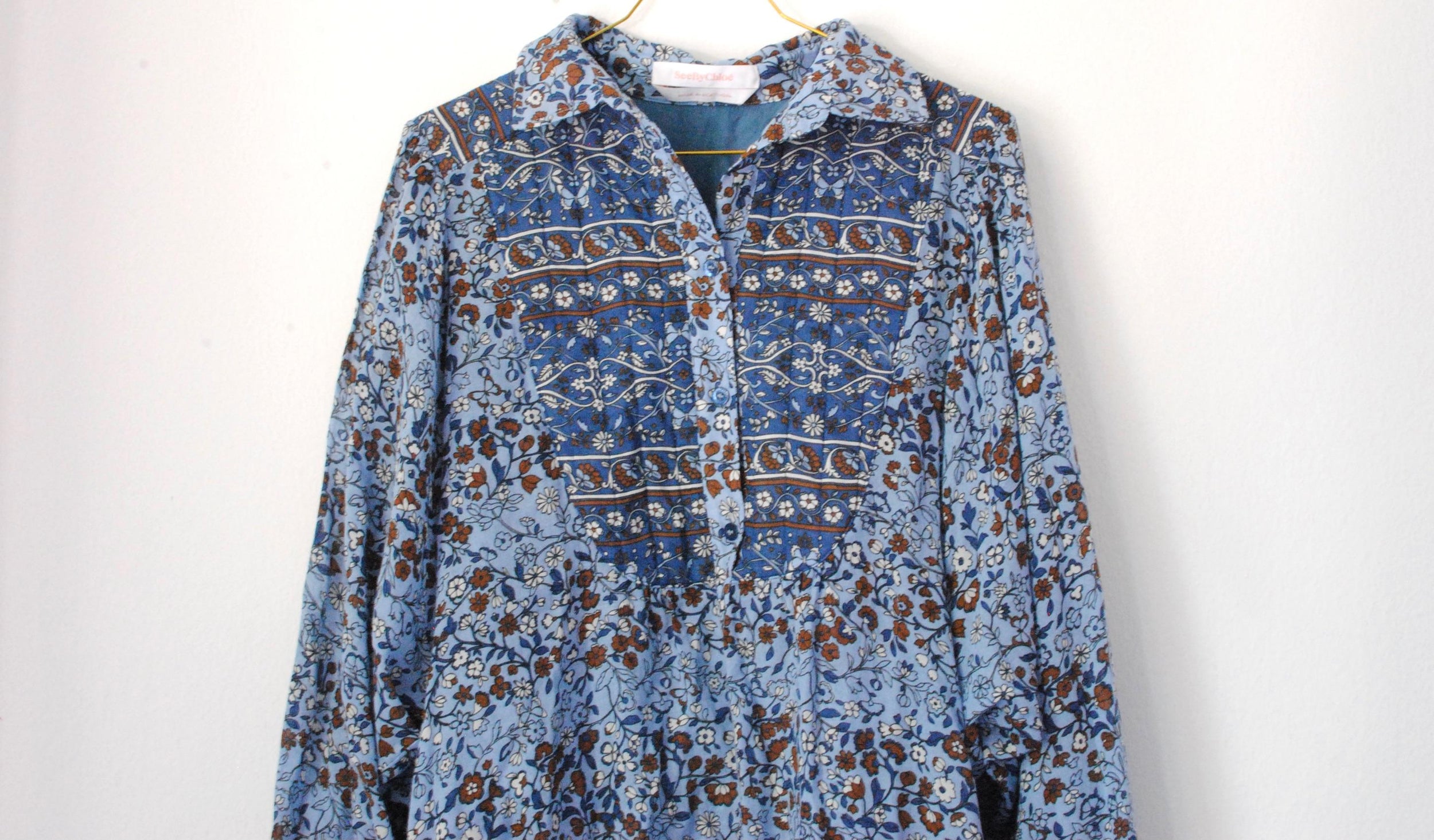 Chloe Blue Printed Cotton Top