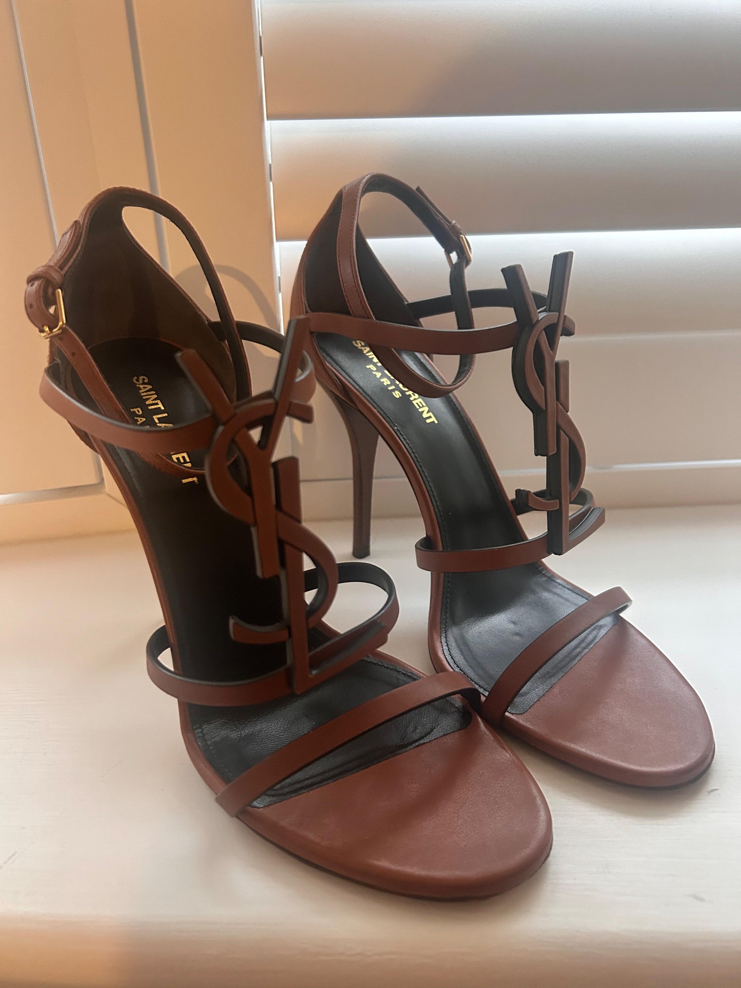 Brown Leather Cassandra Heeled Sandals