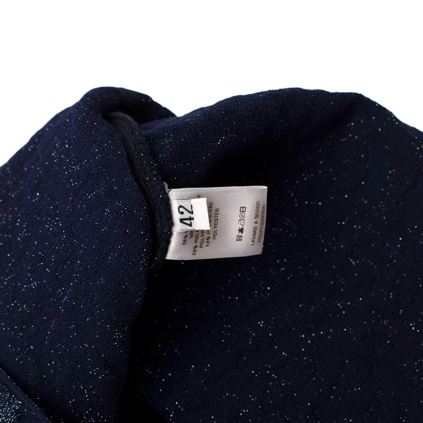 Antonino Valenti Navy with Metallic Thread Ruffled Dress