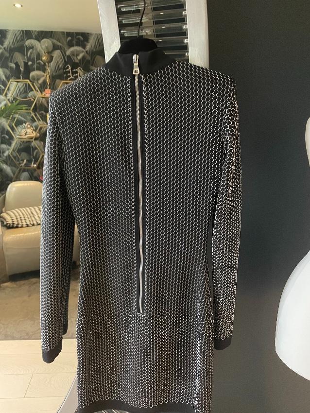 Balmain Black & Silver Fil Coupe Detail Dress