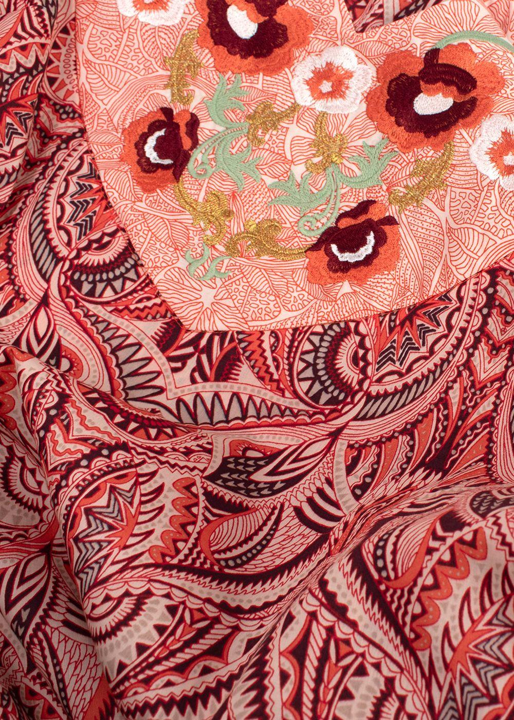 Elegant Embroidery Coral Embroidered Kaftan