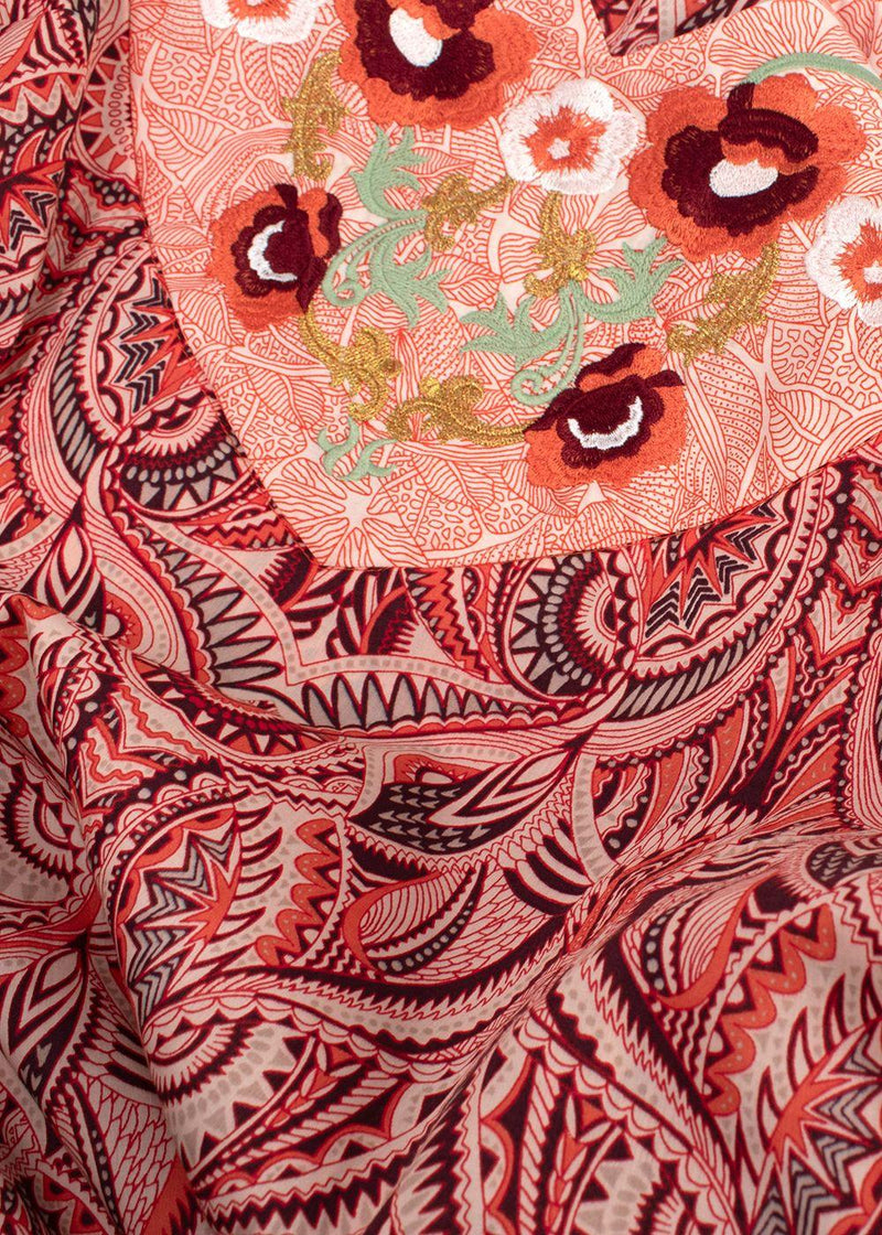 Elegant Embroidery Coral Embroidered Kaftan