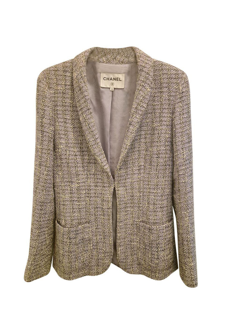 Chanel Lilac Single Breasted Tweed Blazer