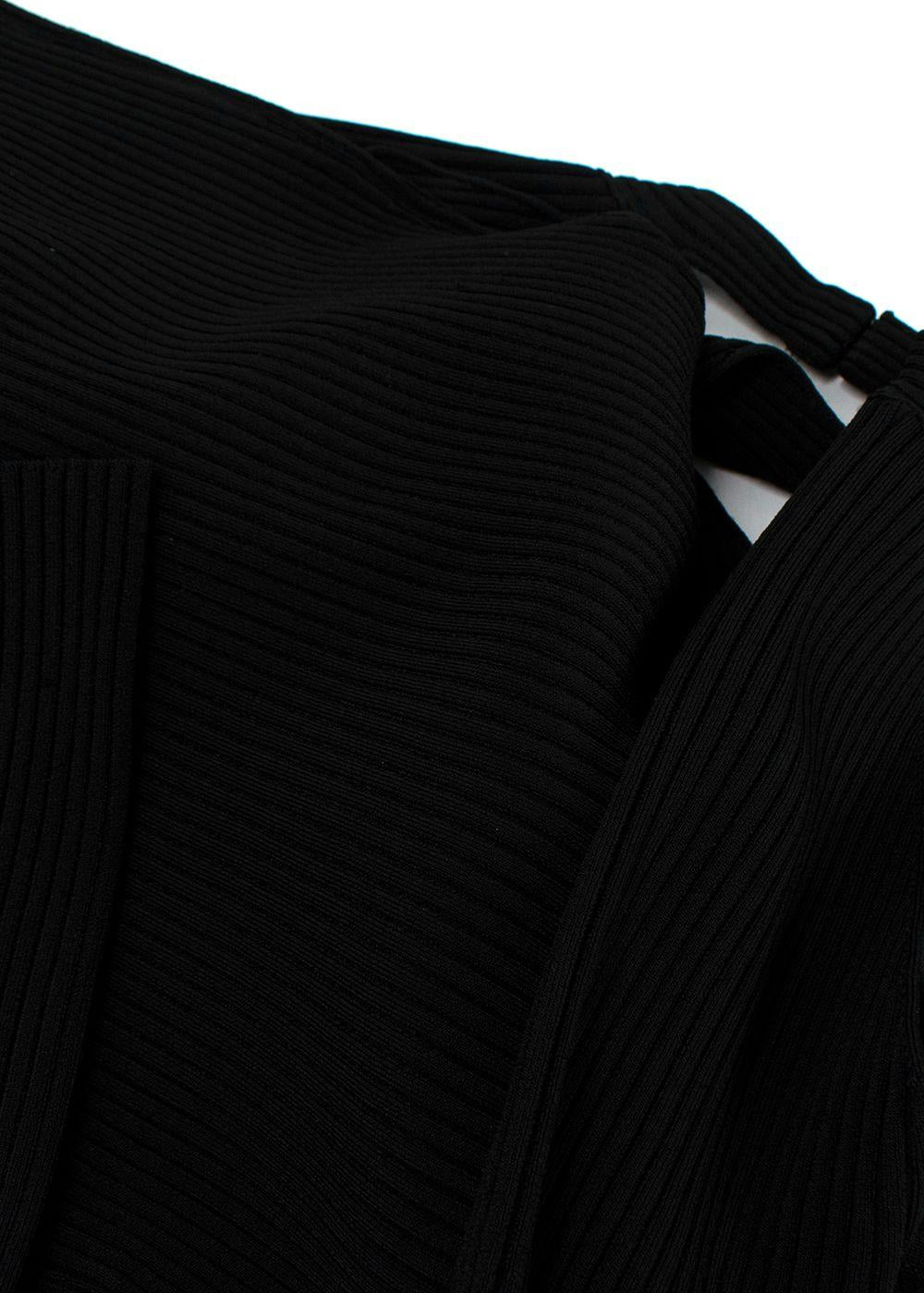 David Koma Black Ribbed Cut Out Mini Dress