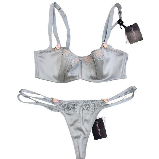 Chantal Thomass Green Pure Silk Balconette Bra & Thong Set