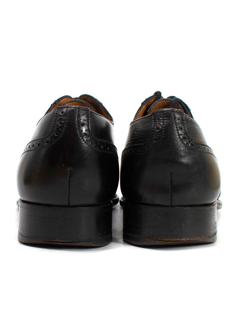 J.M. Weston Black Perforated Leather Dress Shoes