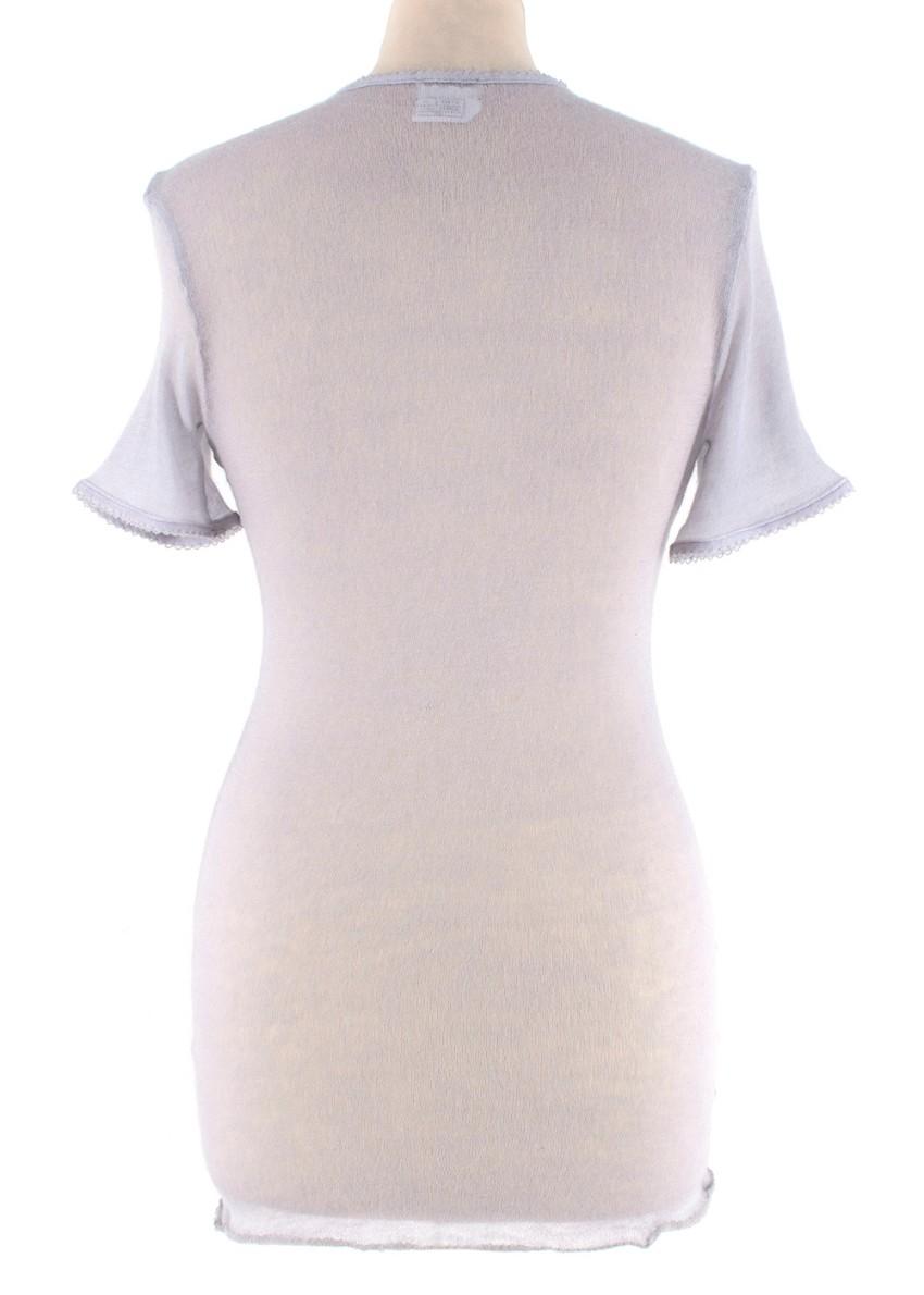 Chanel Lilac-Grey Sheer Cashmere Blend Knit Top