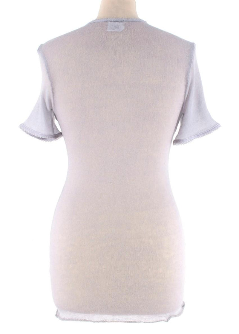 Chanel Lilac-Grey Sheer Cashmere Blend Knit Top