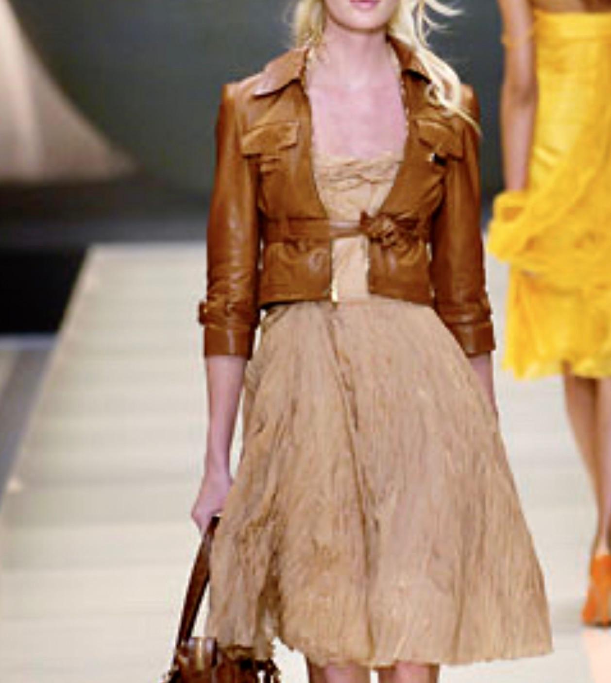 Celine Tan Leather Cropped  Jacket