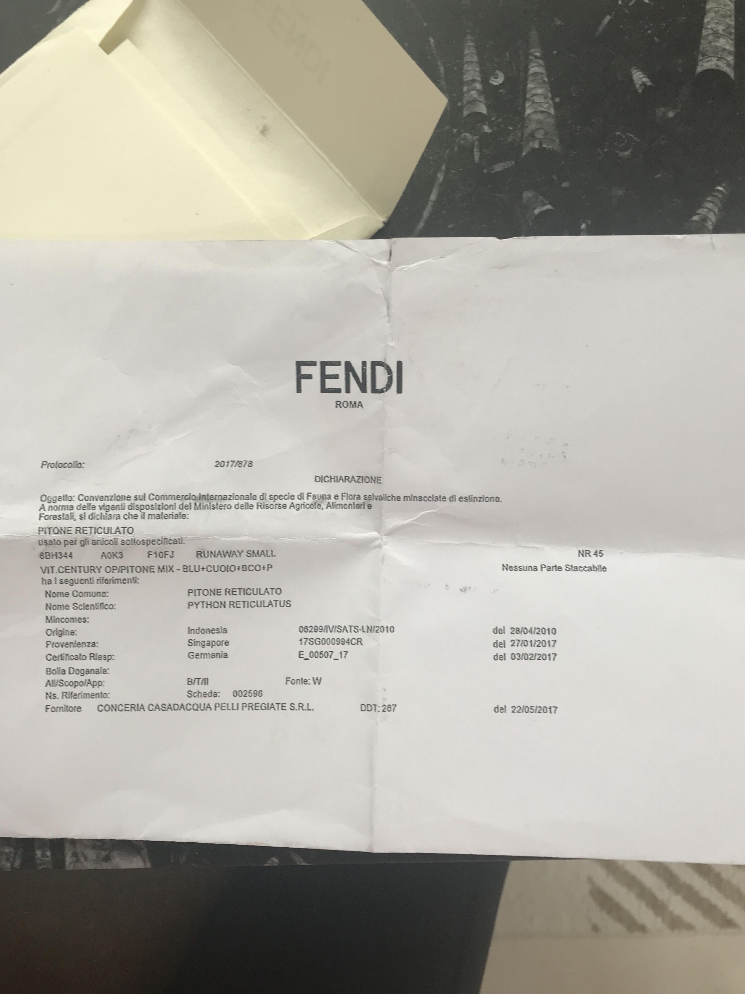 Fendi Blue Leather & Snakeskin Small Runaway Bag