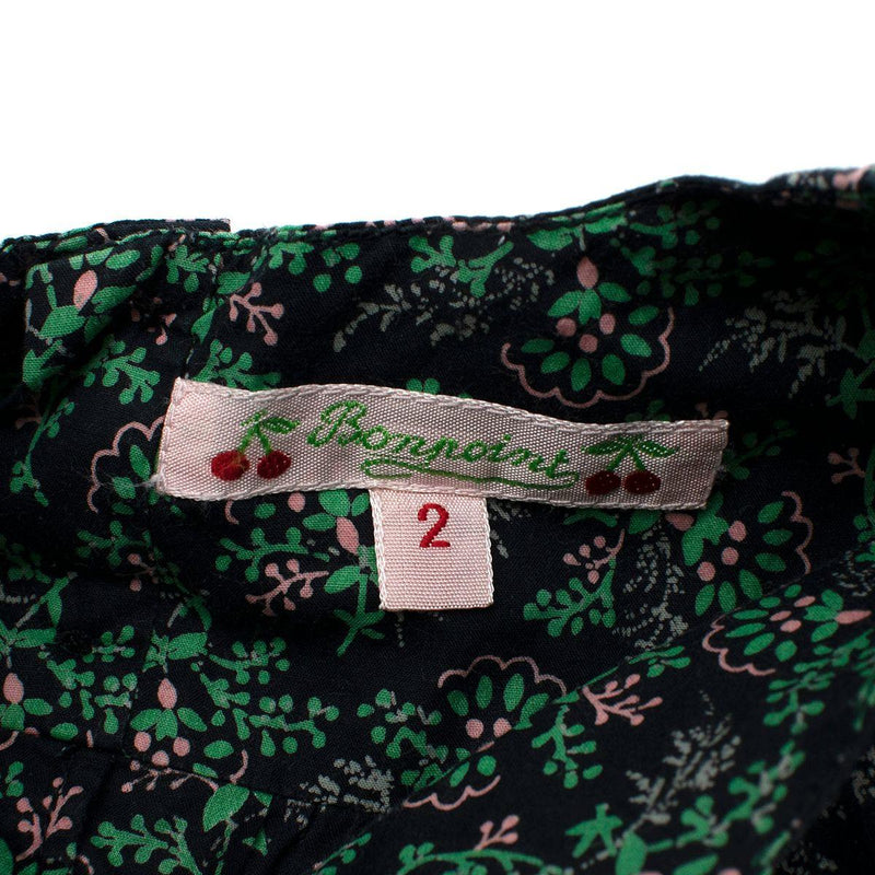 Black & Green Leaf Print Cotton Tunic Dress