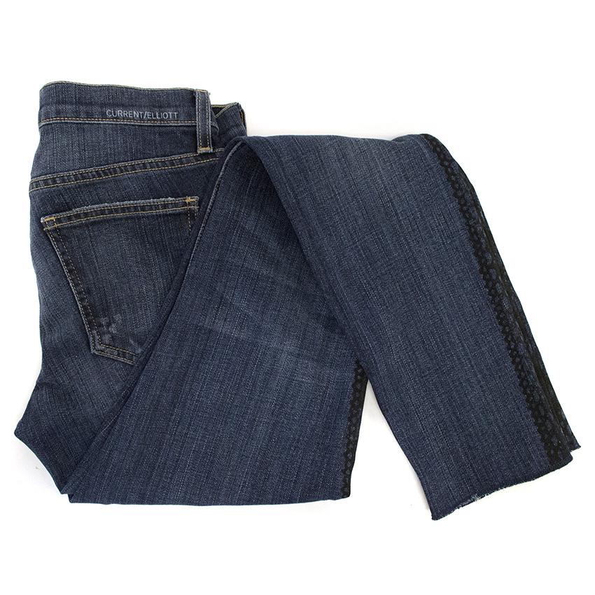Current Elliot Skinny rolled ankle Jeans with Loved Tux Black Lace
