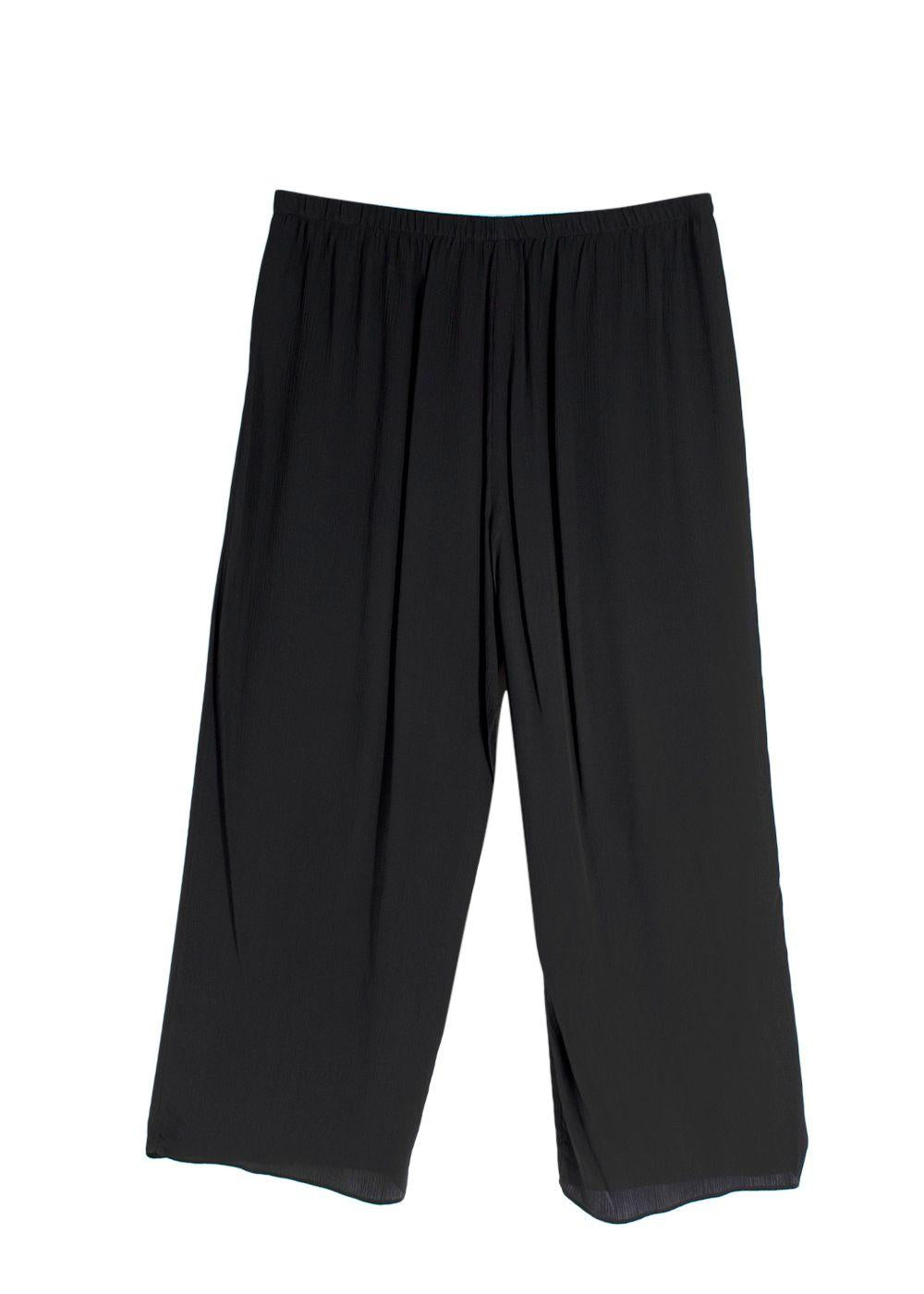 Eileen Fisher Black Pleated Wide Leg Trousers