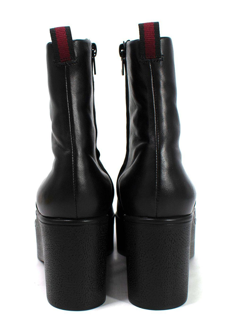Robert Clergerie Black Leather Platform Ankle Boot