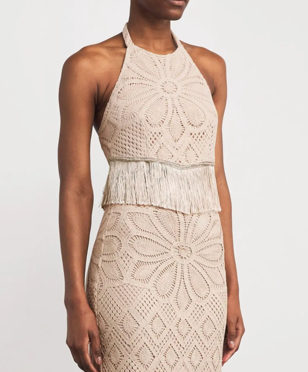 PatBO  Crocheted Top With Fringed Hem