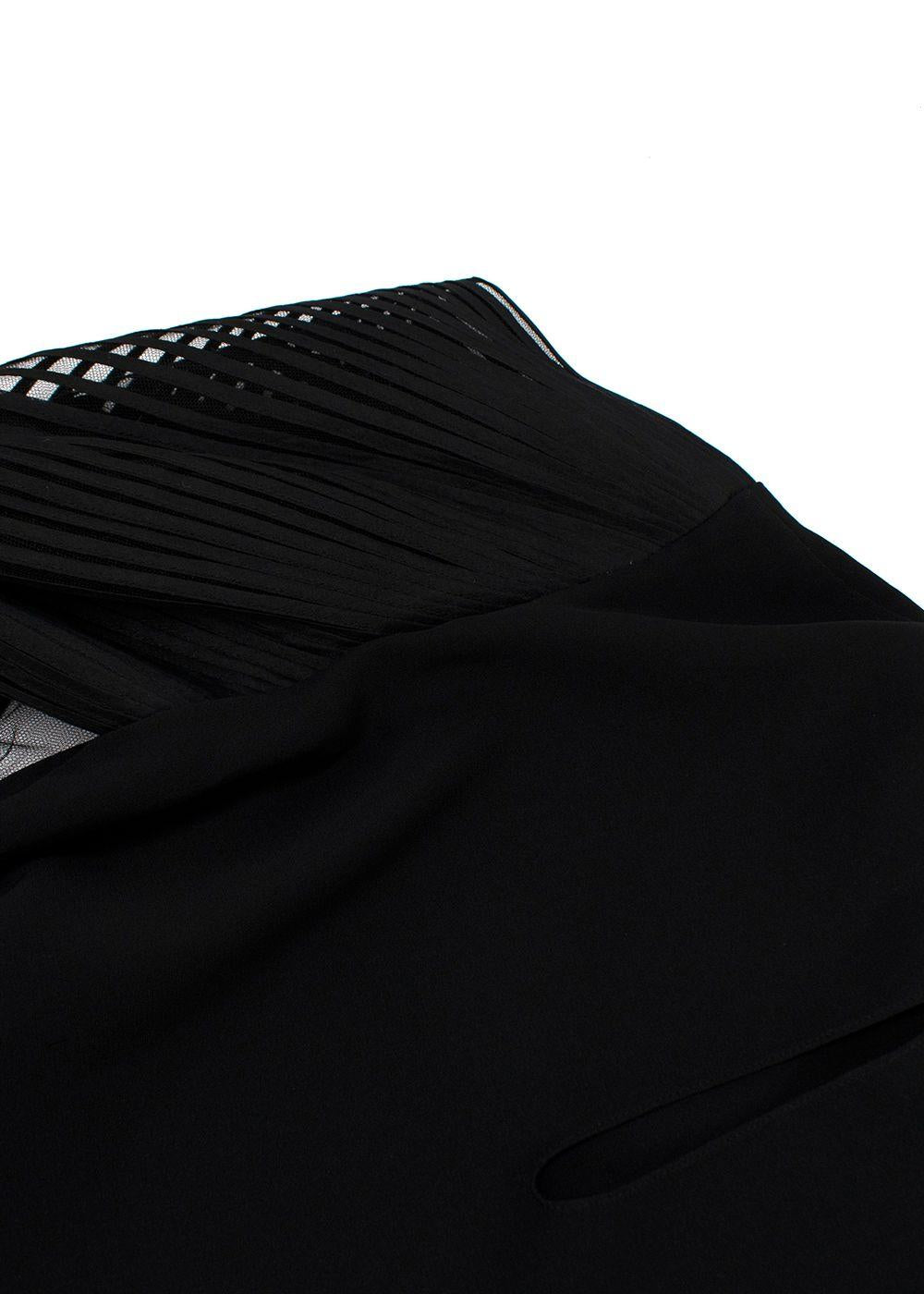 Oscar De La Renta Mesh Trimmed Black Silk Blend Top