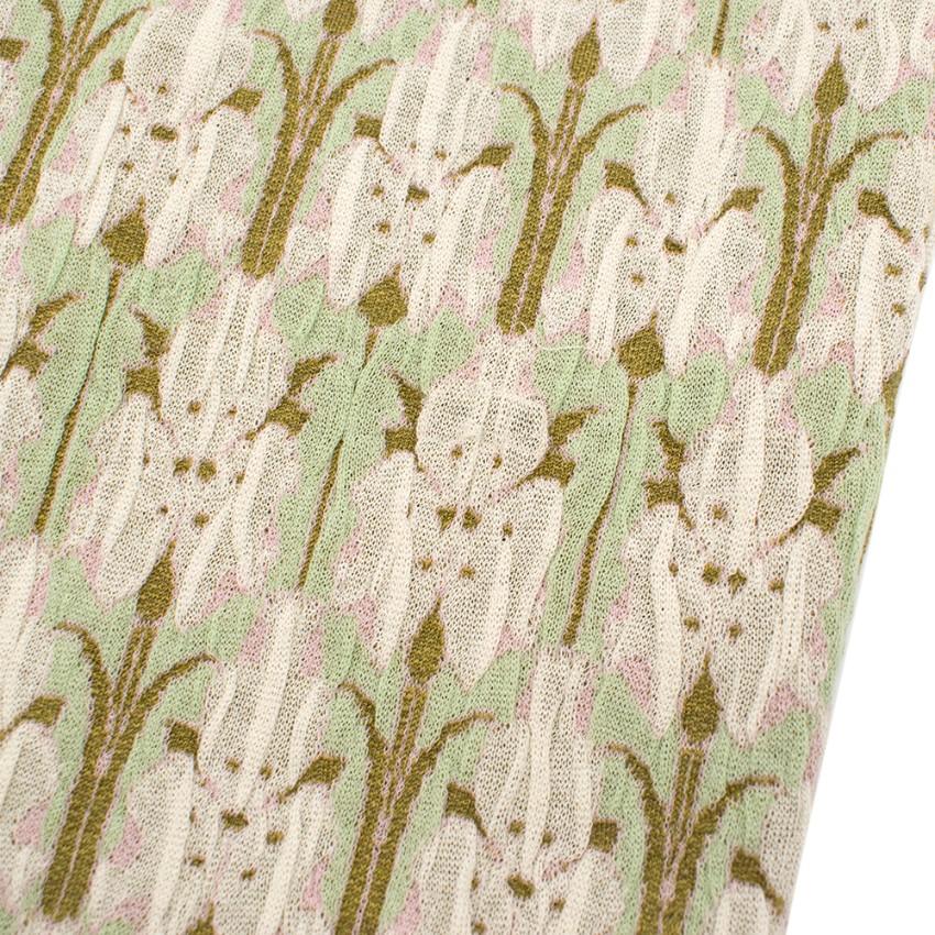 Prada green jacquard floral midi skirt