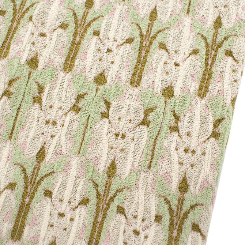 Prada green jacquard floral midi skirt