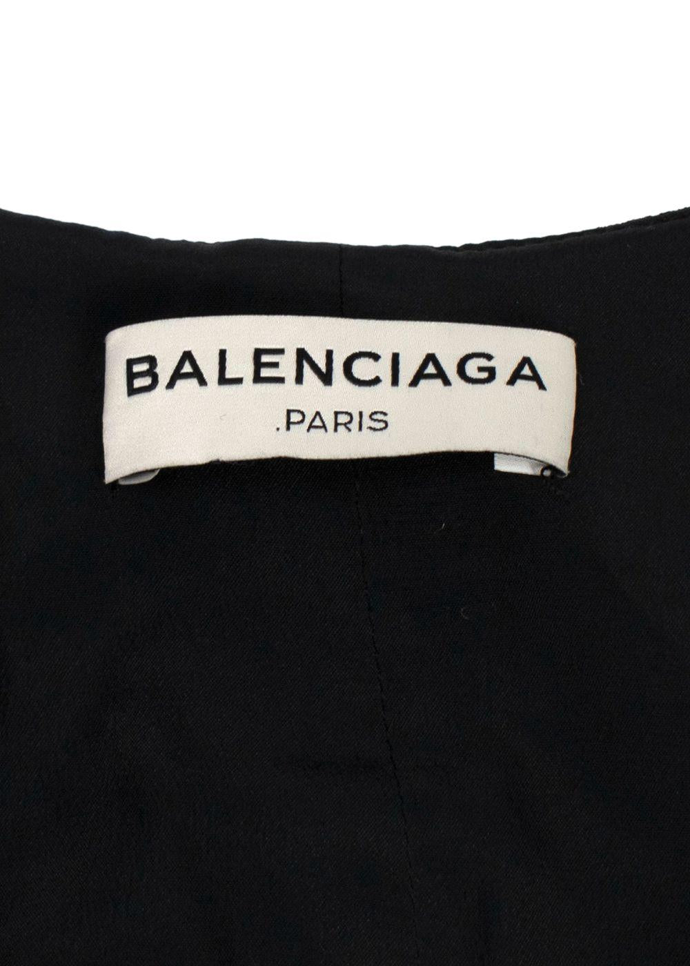 Balenciaga Black Crepe Top with Pink Tie Back