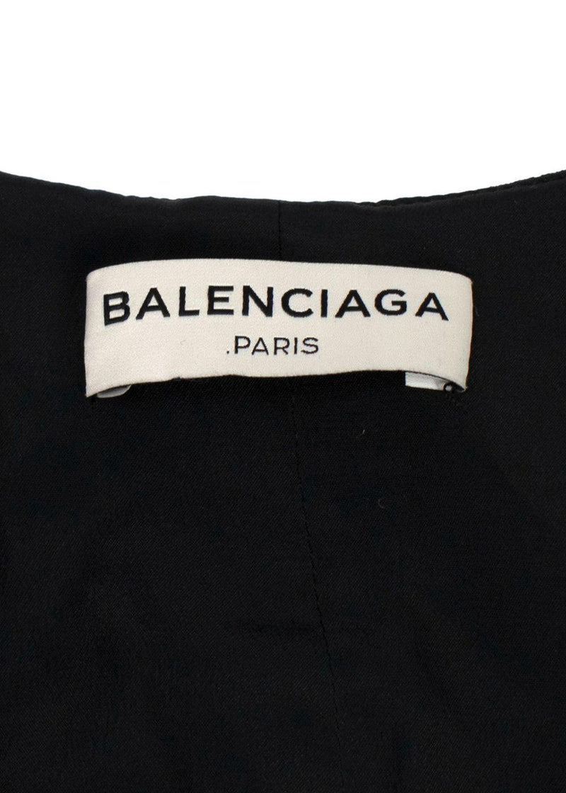 Balenciaga Black Crepe Top with Pink Tie Back