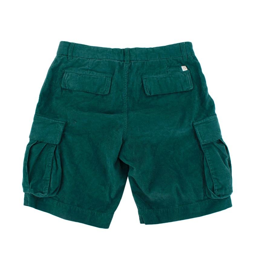 MAN 1924 Emerald Green Cotton Corduroy Cargo Shorts
