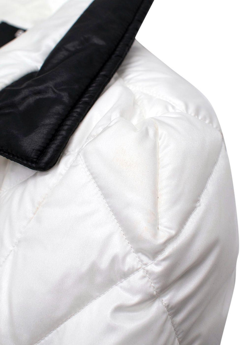 Balmain Black and White Belted Puffer Jacket