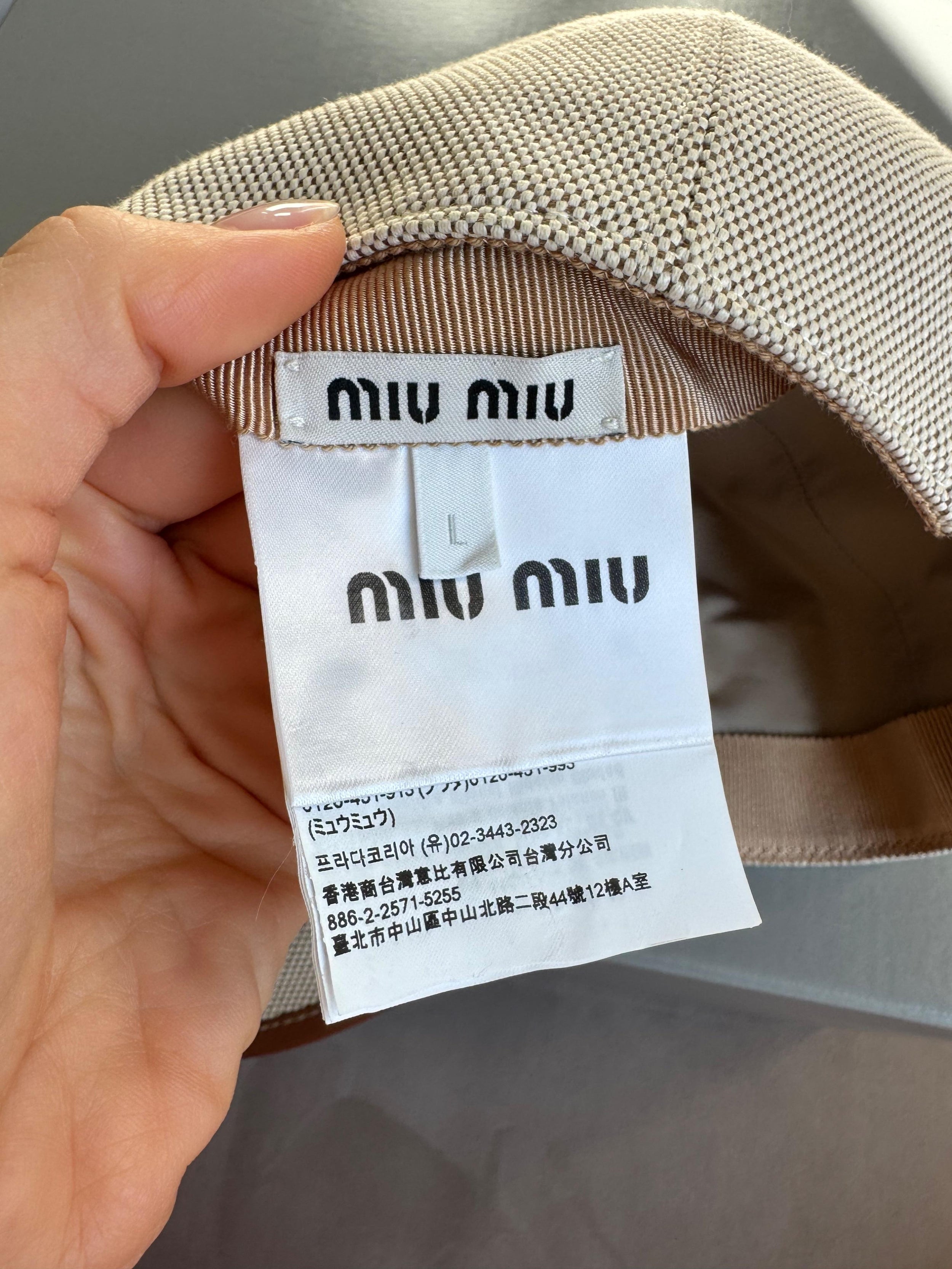 Miu Miu Beige Logo Cotton Cap