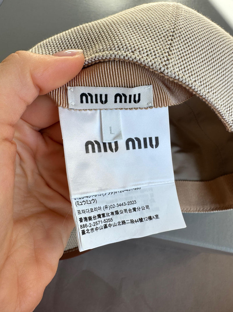 Miu Miu Beige Logo Cotton Cap
