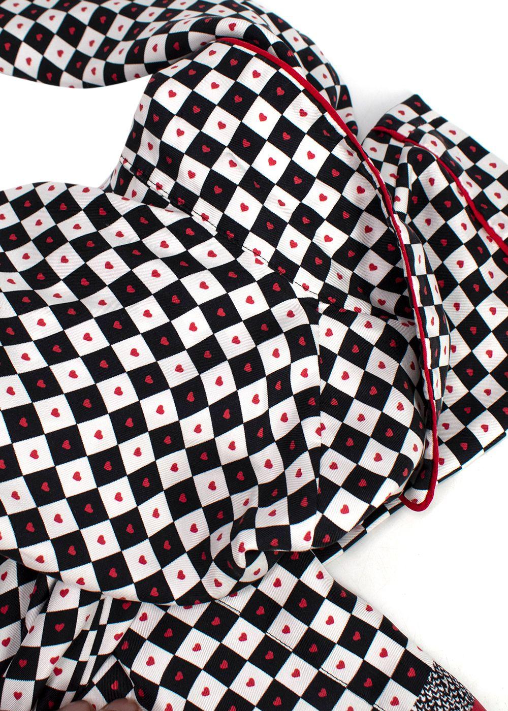 Dior Black and White Check Heart Silk Shirt