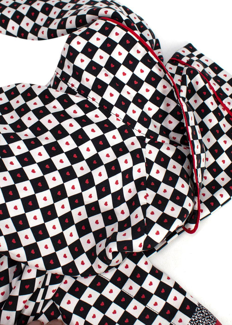 Dior Black and White Check Heart Silk Shirt