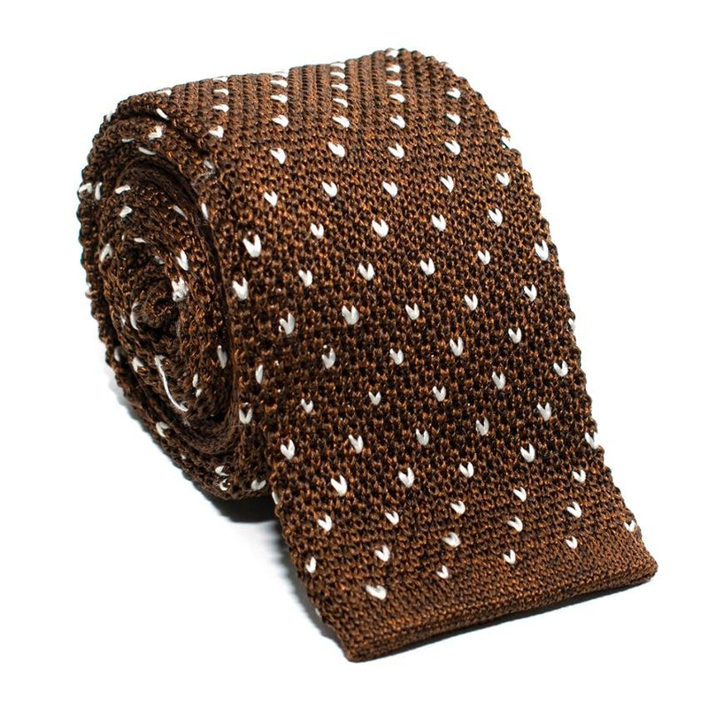 Fairfax Brown & White Knit Silk Square Tie