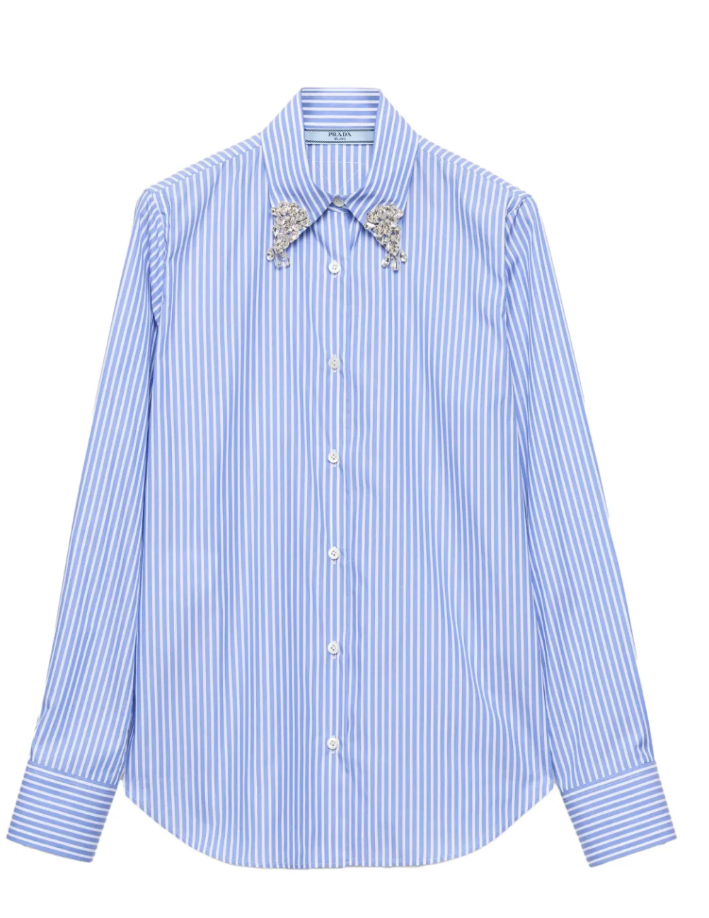 Prada Embellished Collar Striped Shirt