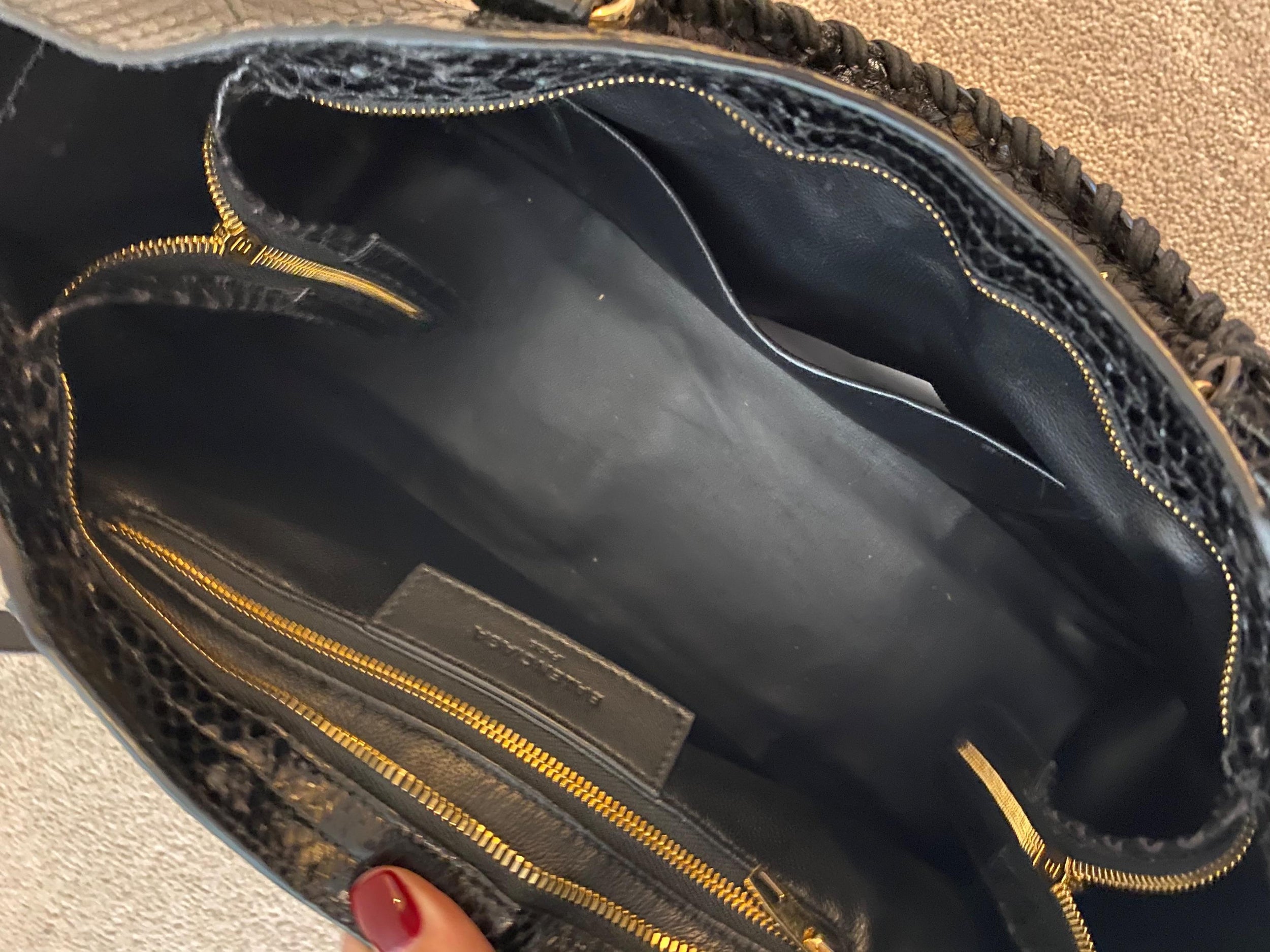 Black Snake Embossed City Bag