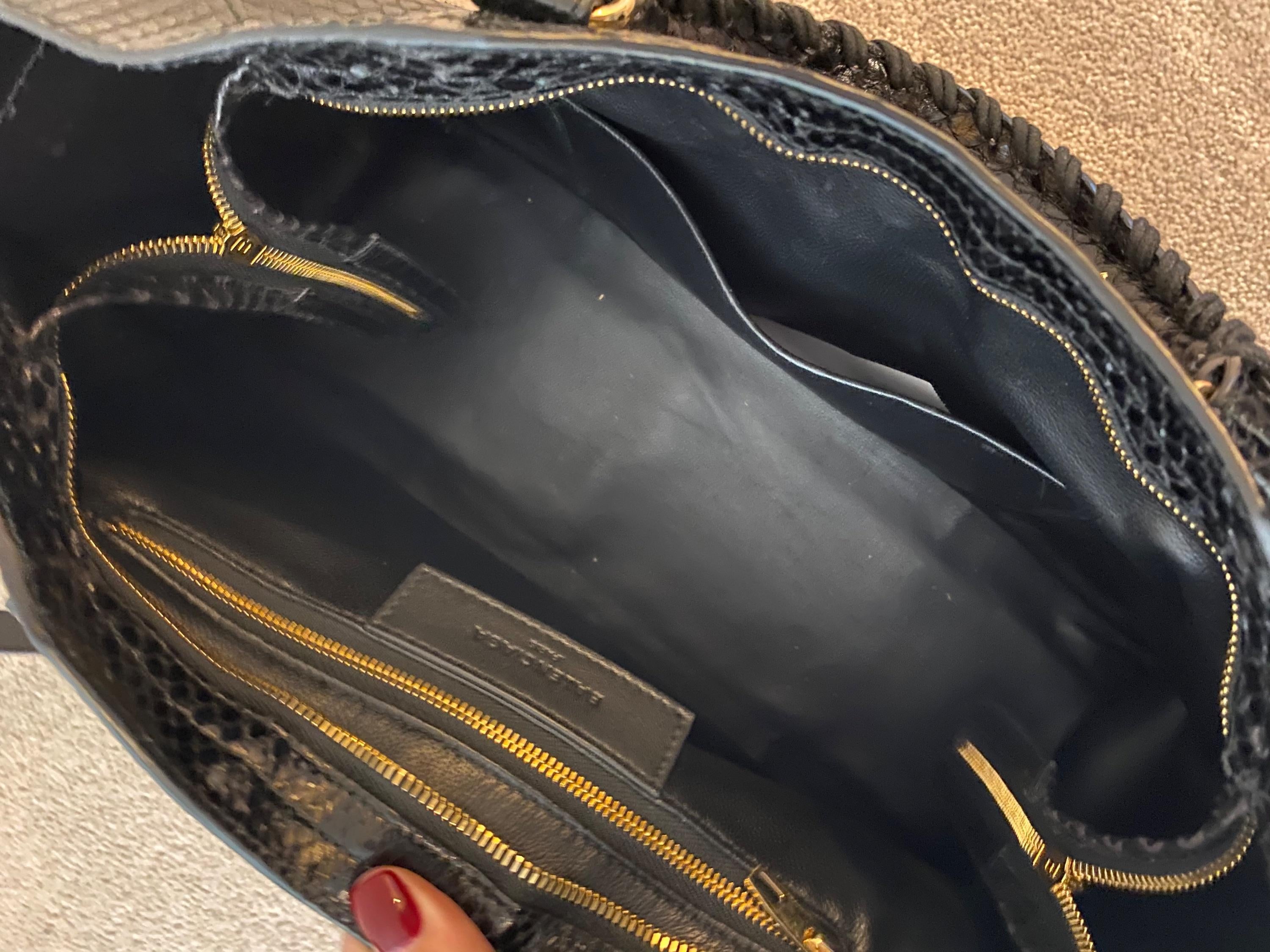 Black Snake Embossed City Bag