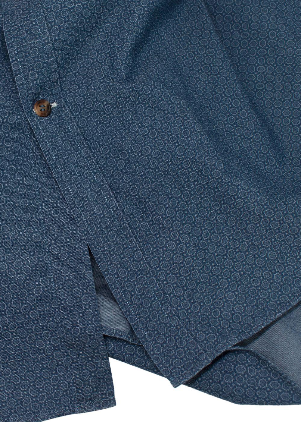 Brunello Cucinelli Blue Cotton Patterned Shirt