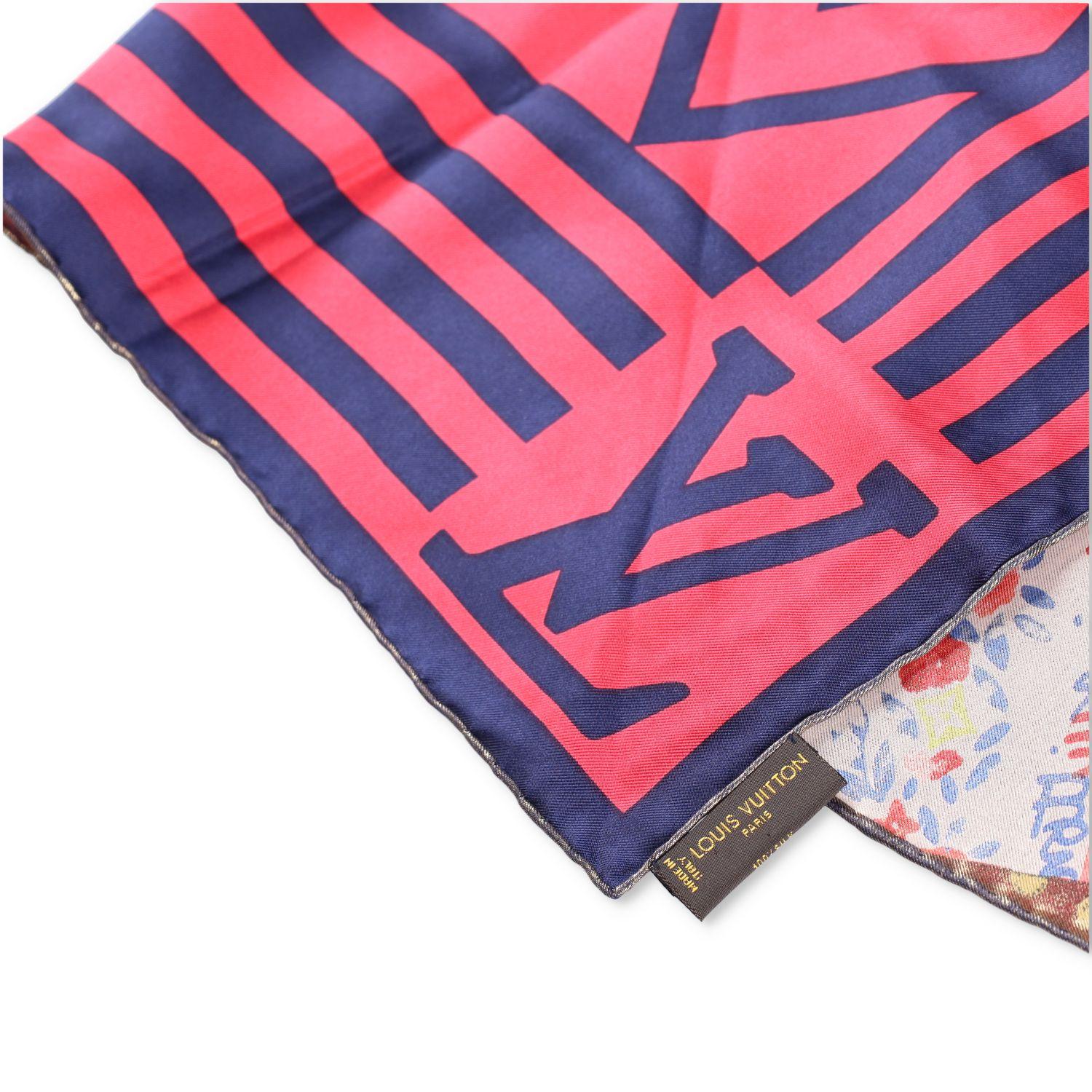 Louis Vuitton Red Printed Tresor Silk Square Scarf