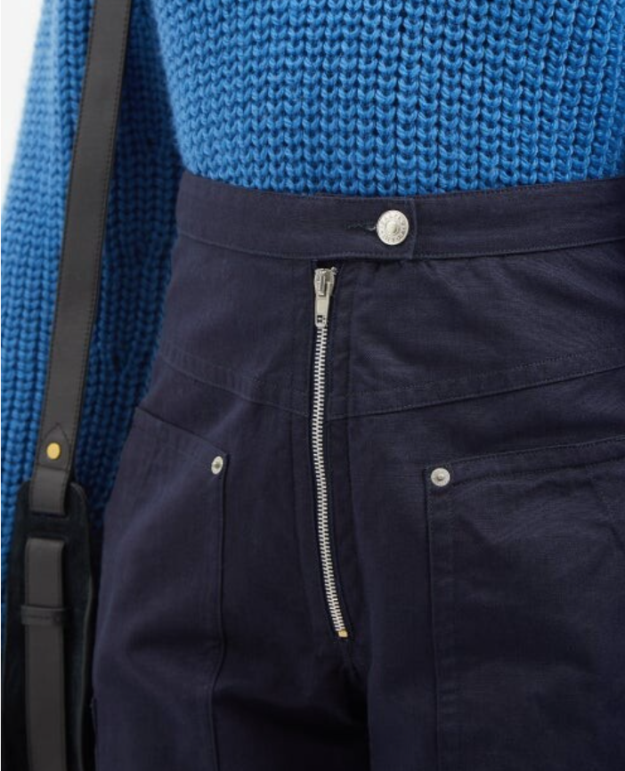 Isabel Marant Etoile Navy 'Phil' Trousers with Silver Zip