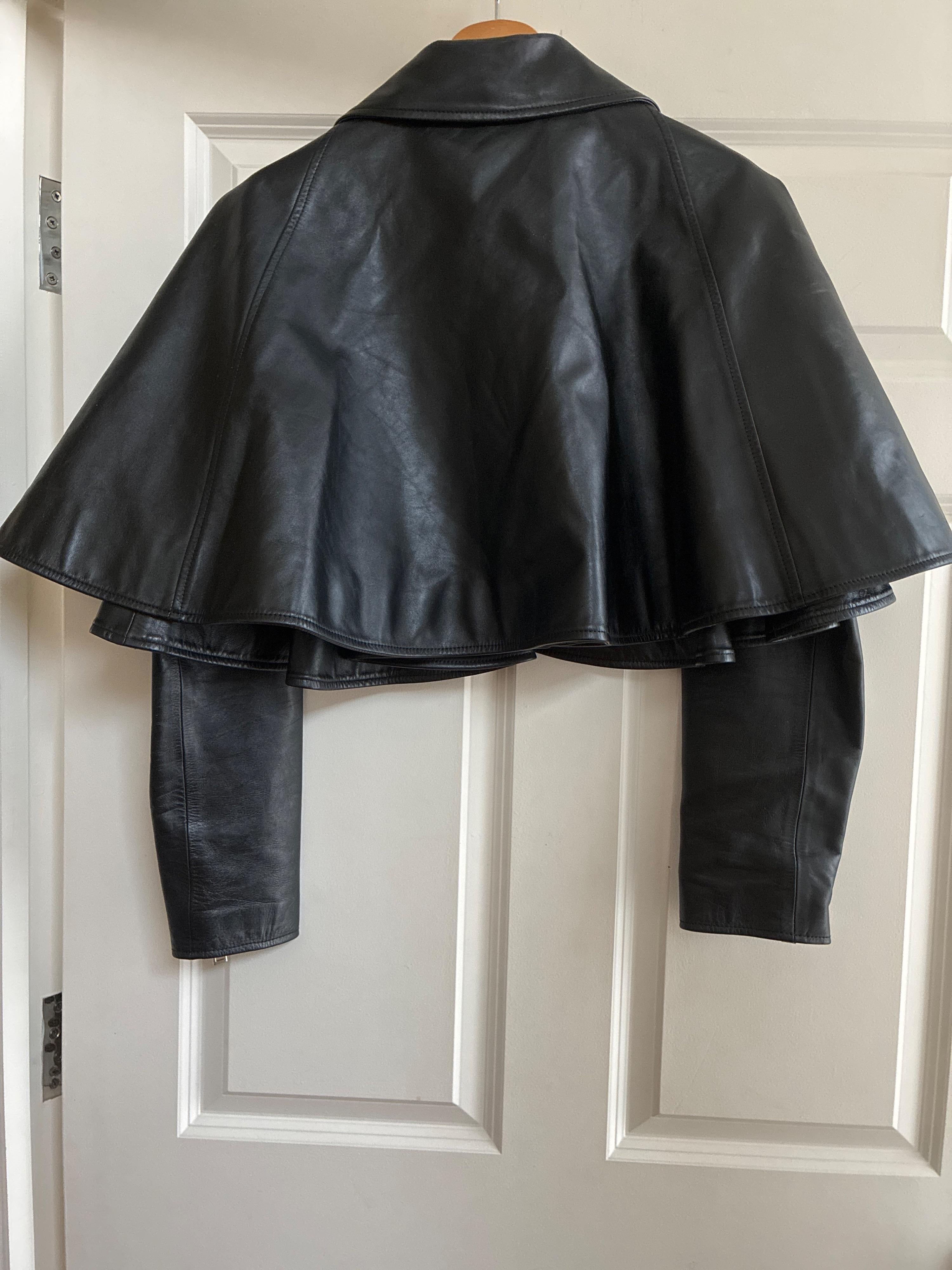 Black Trapeze Leather Biker Jacket