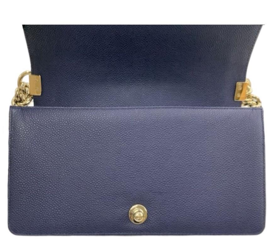 Chanel Navy Caviar Leather Medium Boy Bag