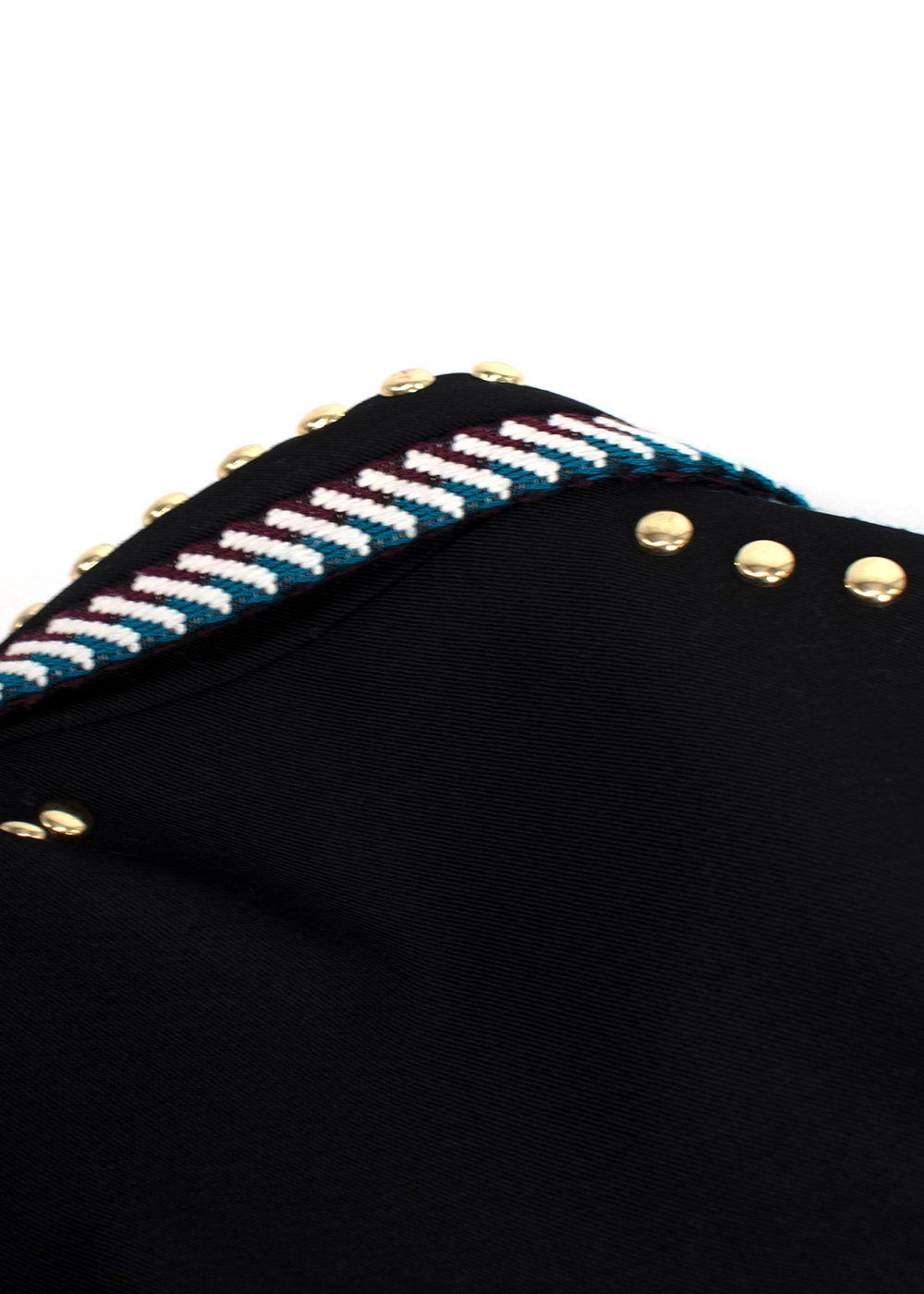 Elie Saab Black Studded Contrast Trim Blazer
