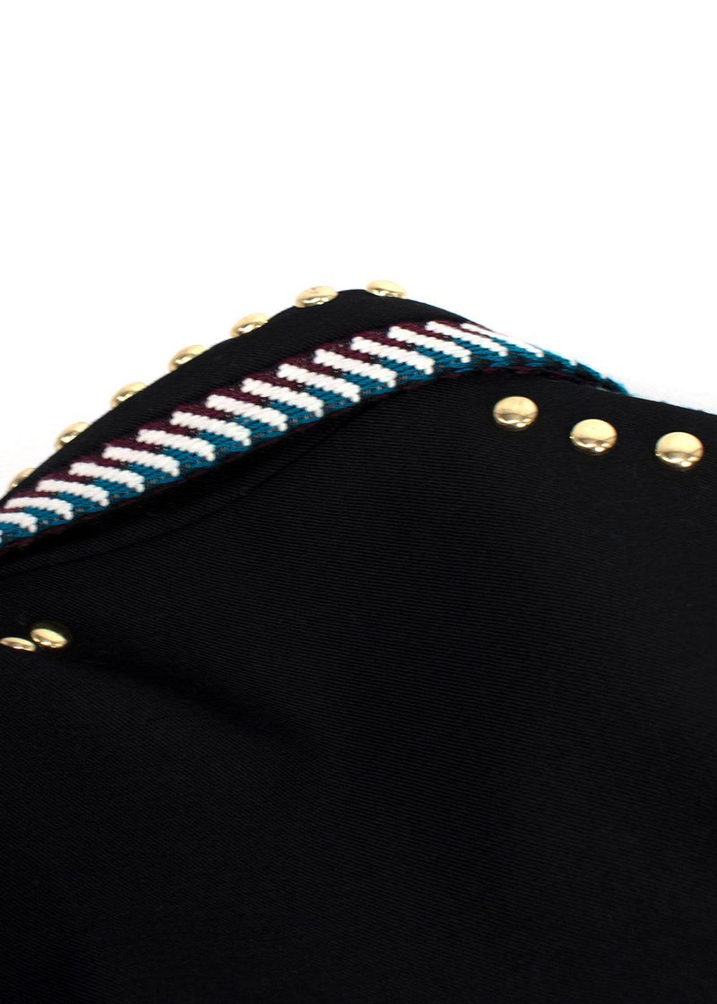 Elie Saab Black Studded Contrast Trim Blazer