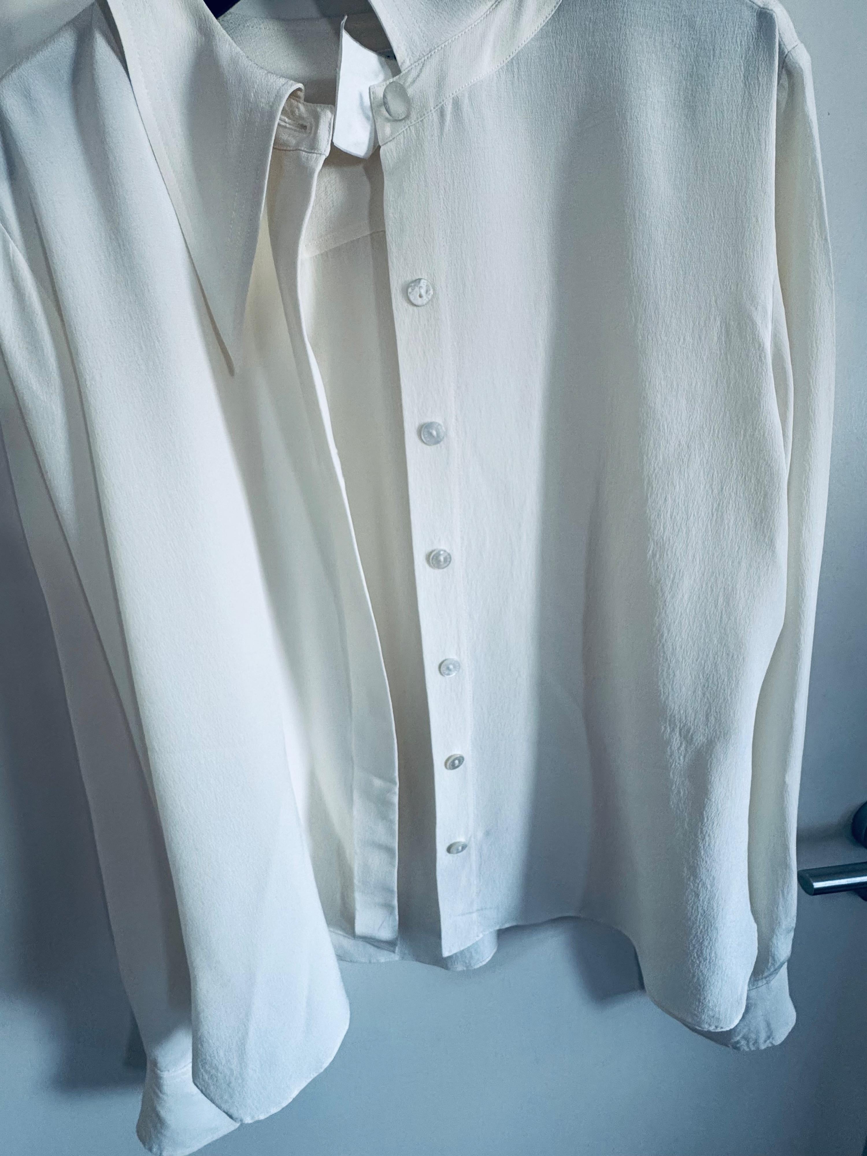Chanel Cream Silk Button Front Blouse