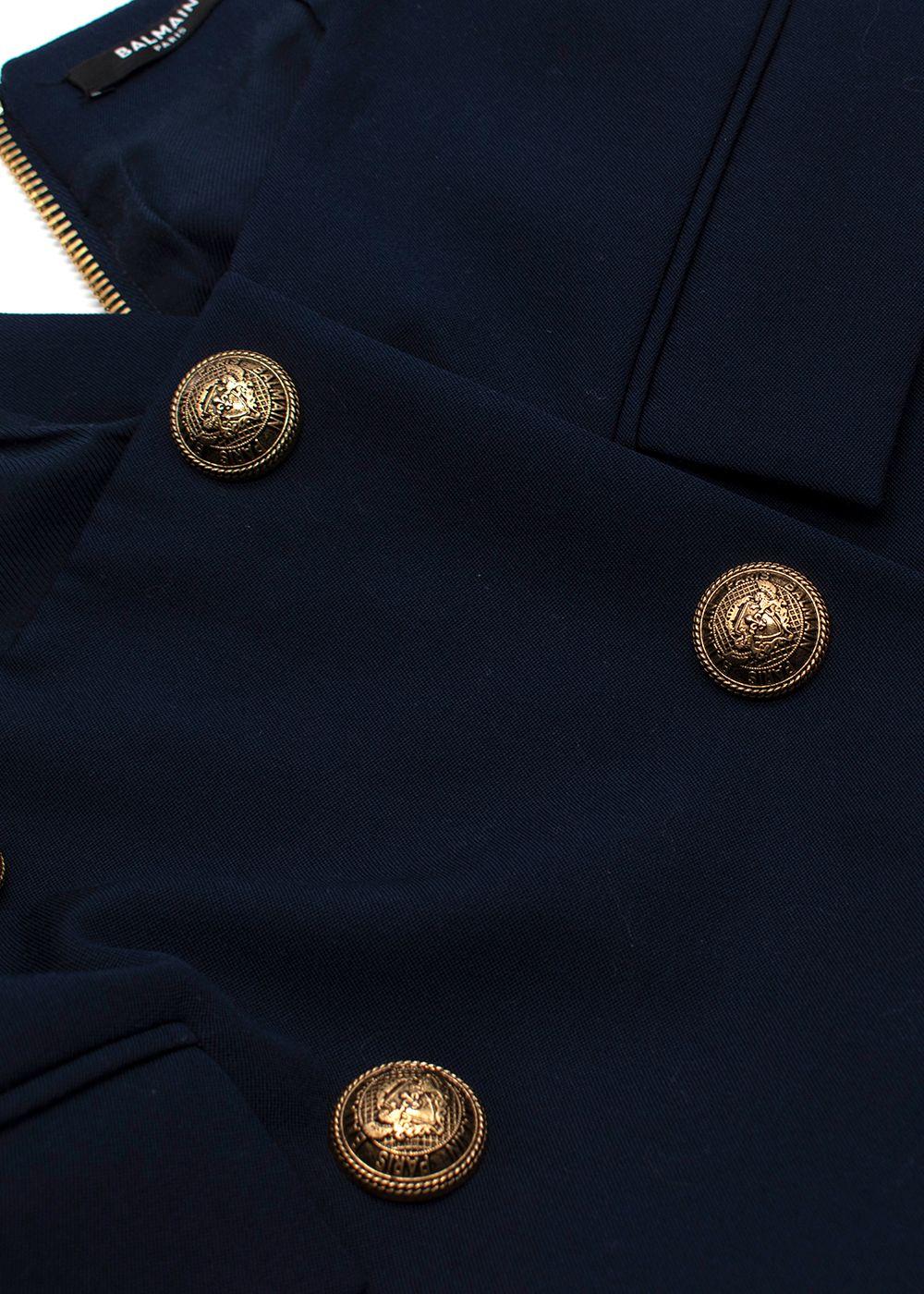 Balmain Navy Double Breasted Effect Wool Mini Skirt