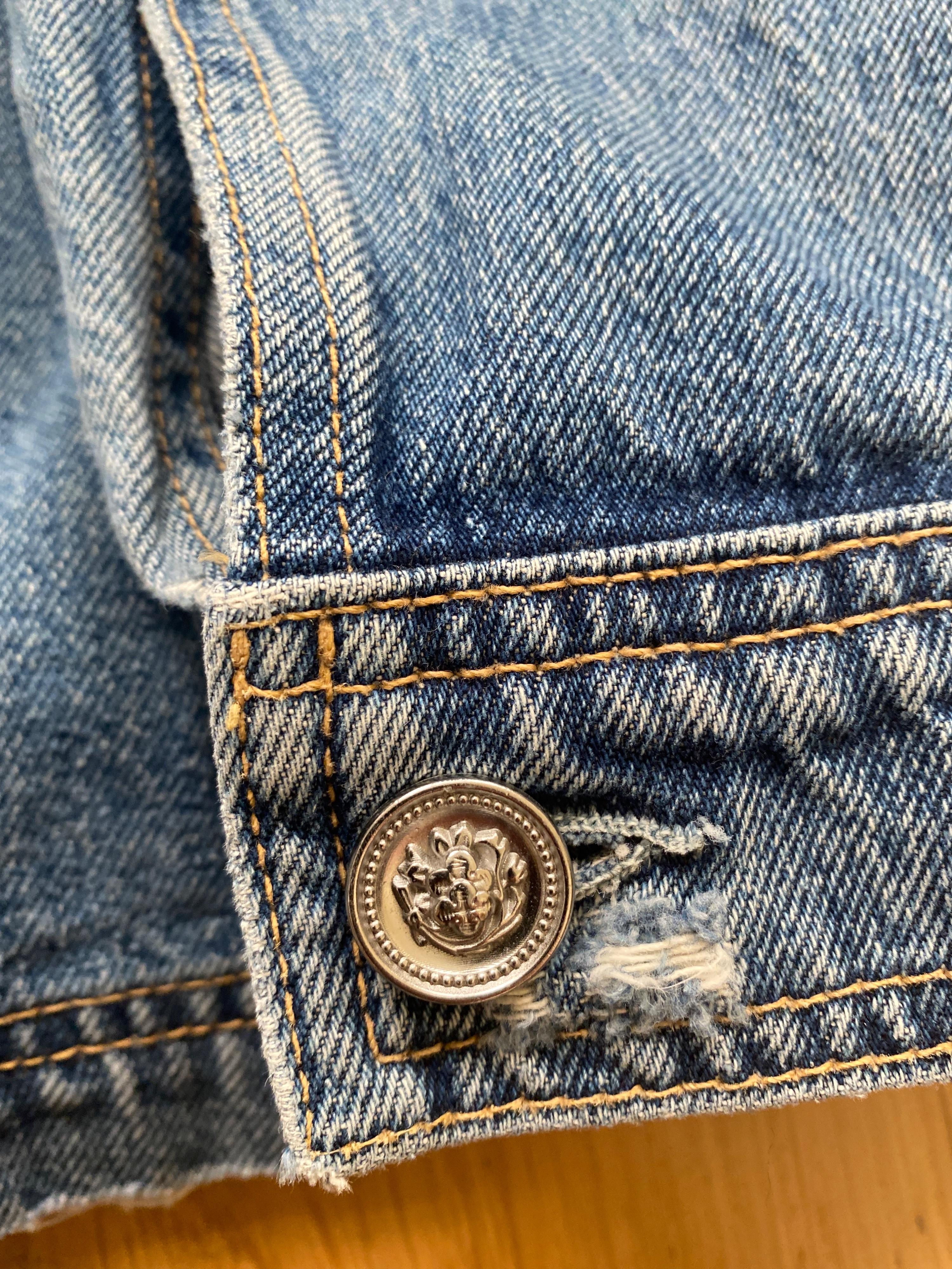 Distressed Denim Worker Utility Jacket