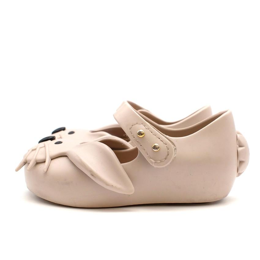 Mini Melissa Beige Bunny Peep-Toe Jelly Shoes