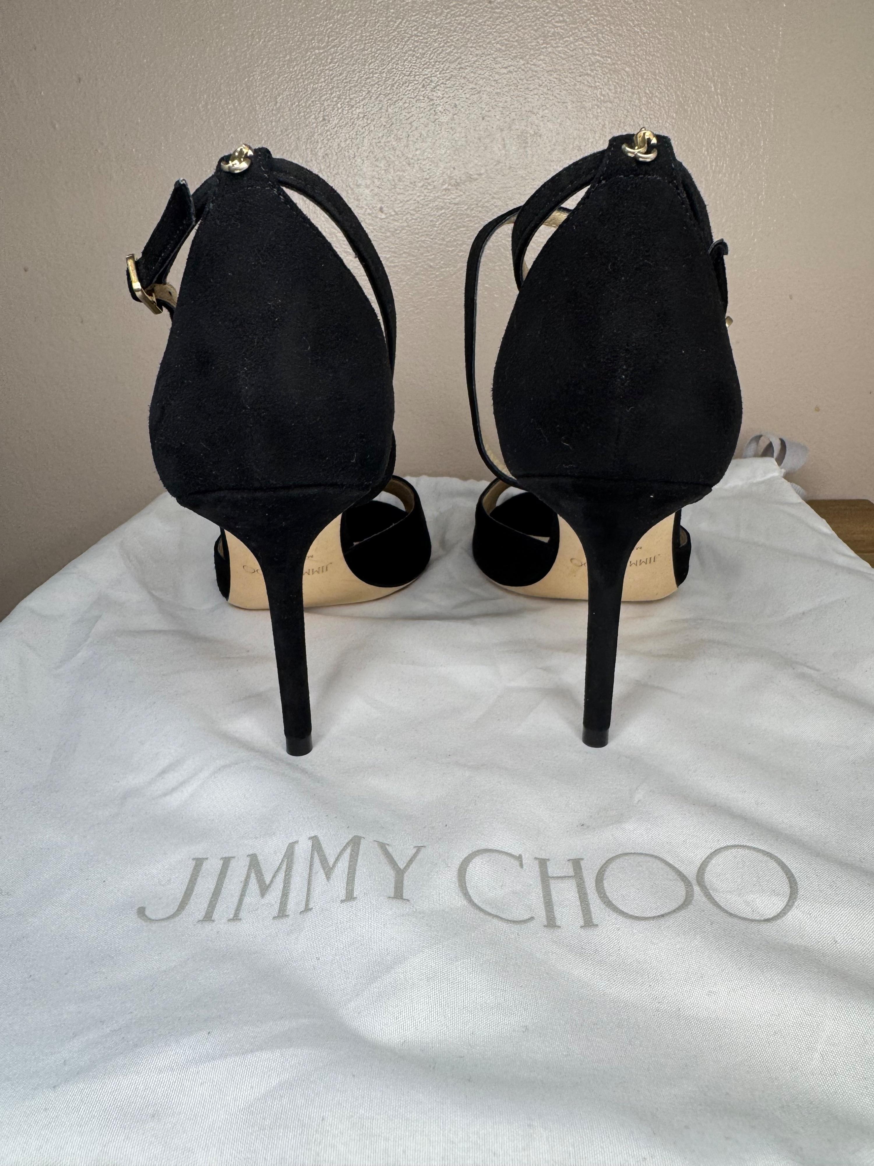 Jimmy Choo Black Suede Emsy 85 Sandals