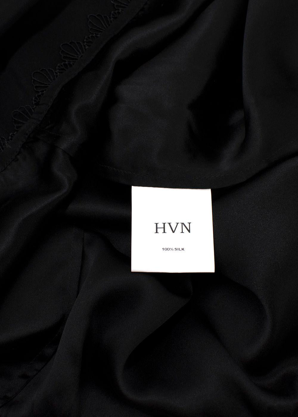 HVN Black Silk Bow Detail Maxi Dress