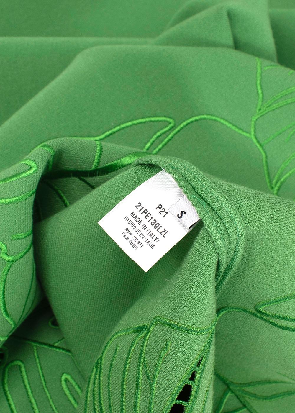 Oscar de La Renta Green Banana Leaf Cut-out Swing Dress